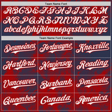 Load image into Gallery viewer, Custom Navy White-Red Flames Skull Authentic Baseball Jersey
