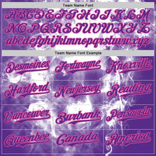 Load image into Gallery viewer, Custom Purple-Pink Flames Skull Smoke Authentic Baseball Jersey
