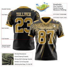 Laden Sie das Bild in den Galerie-Viewer, Custom Black Old Gold-White Authentic Distressed Scratch Brush Stroke Football Jersey
