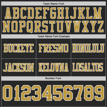 Laden Sie das Bild in den Galerie-Viewer, Custom Black Old Gold-White Authentic Distressed Scratch Brush Stroke Football Jersey
