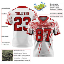 Laden Sie das Bild in den Galerie-Viewer, Custom White Red-Black Authentic Distressed Scratch Brush Stroke Football Jersey
