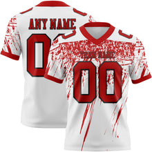 Laden Sie das Bild in den Galerie-Viewer, Custom White Red-Black Authentic Distressed Scratch Brush Stroke Football Jersey
