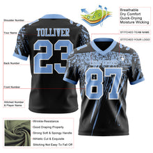 Load image into Gallery viewer, Custom Black Light Blue-White Authentic Distressed Scratch Brush Stroke Football Jersey

