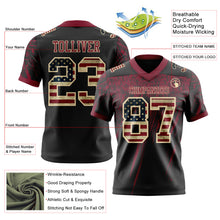Laden Sie das Bild in den Galerie-Viewer, Custom Black Vintage USA Flag Crimson-Cream Authentic Distressed Scratch Brush Stroke Football Jersey
