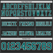 Charger l'image dans la galerie, Custom Black Teal-White Authentic Distressed Scratch Brush Stroke Football Jersey
