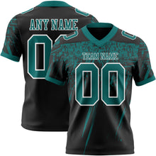 Charger l'image dans la galerie, Custom Black Teal-White Authentic Distressed Scratch Brush Stroke Football Jersey
