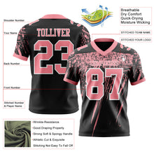 Load image into Gallery viewer, Custom Black Medium Pink-White Authentic Distressed Scratch Brush Stroke Football Jersey
