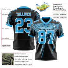 Laden Sie das Bild in den Galerie-Viewer, Custom Black Sky Blue-White Authentic Distressed Scratch Brush Stroke Football Jersey
