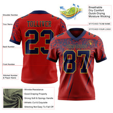 Laden Sie das Bild in den Galerie-Viewer, Custom Red Navy-Old Gold Authentic Distressed Scratch Brush Stroke Football Jersey
