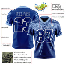 Laden Sie das Bild in den Galerie-Viewer, Custom Royal Light Blue-White Authentic Distressed Scratch Brush Stroke Football Jersey
