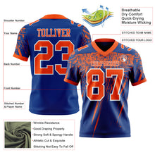 Laden Sie das Bild in den Galerie-Viewer, Custom Royal Orange-White Authentic Distressed Scratch Brush Stroke Football Jersey
