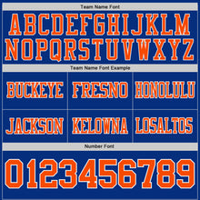 Laden Sie das Bild in den Galerie-Viewer, Custom Royal Orange-White Authentic Distressed Scratch Brush Stroke Football Jersey
