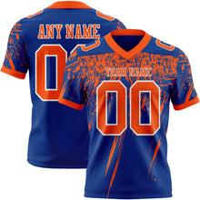 Laden Sie das Bild in den Galerie-Viewer, Custom Royal Orange-White Authentic Distressed Scratch Brush Stroke Football Jersey
