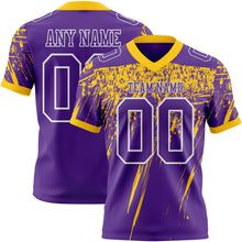 Charger l'image dans la galerie, Custom Purple Yellow-White Authentic Distressed Scratch Brush Stroke Football Jersey
