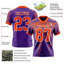 Load image into Gallery viewer, Custom Purple Orange-White Authentic Distressed Scratch Brush Stroke Football Jersey
