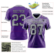 Charger l'image dans la galerie, Custom Purple Gray-Black Authentic Distressed Scratch Brush Stroke Football Jersey
