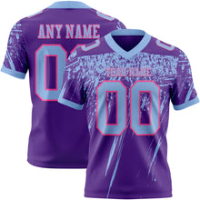 Загрузить изображение в средство просмотра галереи, Custom Purple Light Blue-Pink Authentic Distressed Scratch Brush Stroke Football Jersey
