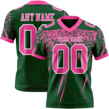 Charger l'image dans la galerie, Custom Green Pink-White Authentic Distressed Scratch Brush Stroke Football Jersey
