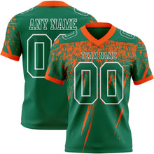 Laden Sie das Bild in den Galerie-Viewer, Custom Kelly Green Orange-White Authentic Distressed Scratch Brush Stroke Football Jersey
