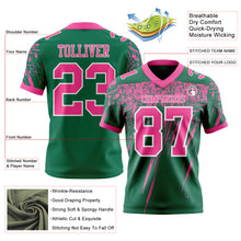 Laden Sie das Bild in den Galerie-Viewer, Custom Kelly Green Pink-White Authentic Distressed Scratch Brush Stroke Football Jersey
