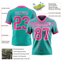 Load image into Gallery viewer, Custom Aqua Pink-White Authentic Distressed Scratch Brush Stroke Football Jersey
