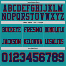 Load image into Gallery viewer, Custom Teal Navy-Red Authentic Distressed Scratch Brush Stroke Football Jersey
