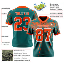 Загрузить изображение в средство просмотра галереи, Custom Teal Orange-White Authentic Distressed Scratch Brush Stroke Football Jersey
