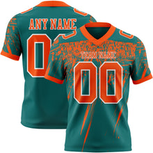 Загрузить изображение в средство просмотра галереи, Custom Teal Orange-White Authentic Distressed Scratch Brush Stroke Football Jersey
