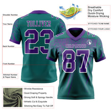 Load image into Gallery viewer, Custom Teal Purple-White Authentic Distressed Scratch Brush Stroke Football Jersey
