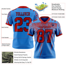 Laden Sie das Bild in den Galerie-Viewer, Custom Powder Blue Red-Navy Authentic Distressed Scratch Brush Stroke Football Jersey
