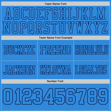 Load image into Gallery viewer, Custom Powder Blue Yellow-Navy Authentic Distressed Scratch Brush Stroke Football Jersey
