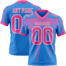 Загрузить изображение в средство просмотра галереи, Custom Powder Blue Pink-White Authentic Distressed Scratch Brush Stroke Football Jersey
