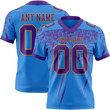 Load image into Gallery viewer, Custom Powder Blue Purple-Old Gold Authentic Distressed Scratch Brush Stroke Football Jersey
