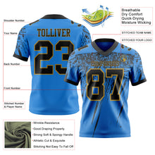 Load image into Gallery viewer, Custom Powder Blue Black-Old Gold Authentic Distressed Scratch Brush Stroke Football Jersey
