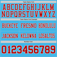 Load image into Gallery viewer, Custom Sky Blue Red-White Authentic Distressed Scratch Brush Stroke Football Jersey
