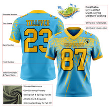 Laden Sie das Bild in den Galerie-Viewer, Custom Sky Blue Yellow-Black Authentic Distressed Scratch Brush Stroke Football Jersey
