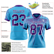 Загрузить изображение в средство просмотра галереи, Custom Sky Blue Purple-White Authentic Distressed Scratch Brush Stroke Football Jersey
