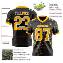 Laden Sie das Bild in den Galerie-Viewer, Custom Black Gold Royal-White Authentic Abstract Shattered Paint Splatter Football Jersey
