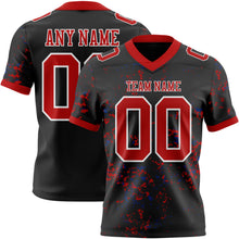 Laden Sie das Bild in den Galerie-Viewer, Custom Black Red Royal-White Authentic Abstract Shattered Paint Splatter Football Jersey

