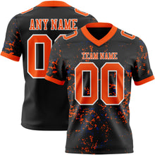 Charger l'image dans la galerie, Custom Black Orange Royal-White Authentic Abstract Shattered Paint Splatter Football Jersey

