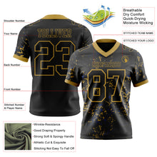 Laden Sie das Bild in den Galerie-Viewer, Custom Black Old Gold-Royal Authentic Abstract Shattered Paint Splatter Football Jersey
