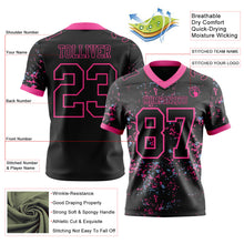Laden Sie das Bild in den Galerie-Viewer, Custom Black Pink-Light Blue Authentic Abstract Shattered Paint Splatter Football Jersey
