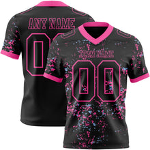 Laden Sie das Bild in den Galerie-Viewer, Custom Black Pink-Light Blue Authentic Abstract Shattered Paint Splatter Football Jersey
