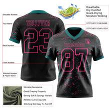 Load image into Gallery viewer, Custom Black Teal-Pink Authentic Abstract Shattered Paint Splatter Football Jersey
