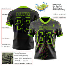 Laden Sie das Bild in den Galerie-Viewer, Custom Black Neon Green-Pink Authentic Abstract Shattered Paint Splatter Football Jersey
