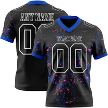 Load image into Gallery viewer, Custom Black Thunder Blue Pink-White Authentic Abstract Shattered Paint Splatter Football Jersey
