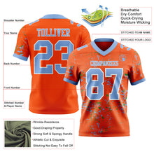 Laden Sie das Bild in den Galerie-Viewer, Custom Orange Light Blue Grass Green-White Authentic Abstract Shattered Paint Splatter Football Jersey

