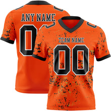 Load image into Gallery viewer, Custom Orange Black Old Gold-White Authentic Abstract Shattered Paint Splatter Football Jersey
