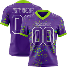 Laden Sie das Bild in den Galerie-Viewer, Custom Purple Neon Green Teal-White Authentic Abstract Shattered Paint Splatter Football Jersey
