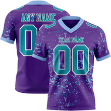 Load image into Gallery viewer, Custom Purple Teal Light Blue-White Authentic Abstract Shattered Paint Splatter Football Jersey
